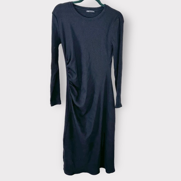 Zara Dresses & Skirts - ZARA Ribbed Midi Dress Black XL